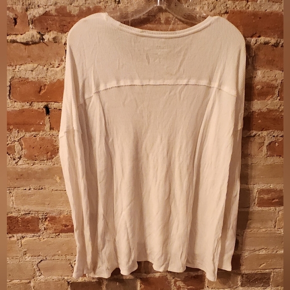 Soft White Aerie Pullover Long sleeve Waffle Shirt - Picture 2 of 4